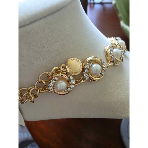 NEW Charter Club Gold-Tone Pavé & Imitation Pearl All-Around Collar Necklace. - Picture 4 of 5
